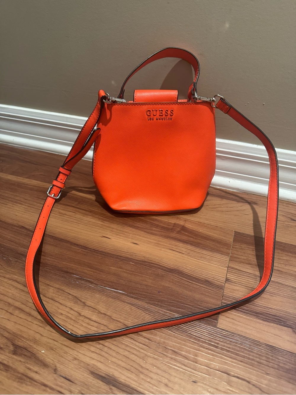 GUESS Orange Mini Crossbody with Top Handle